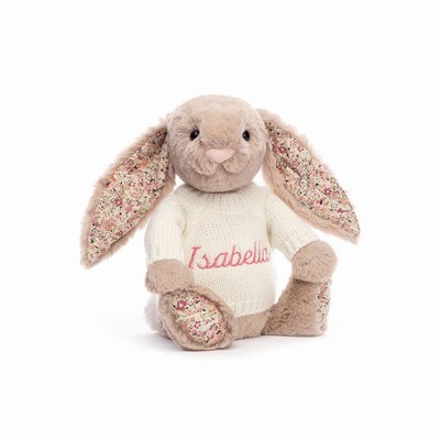 Jellycat Blossom Bea Beige Bunny with Cream Jumper New Zealand | HIBEV6739